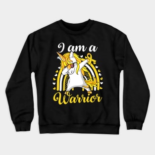 Im A Warrior Childhood Cancer Awareness Gold Ribbon Unicorn Crewneck Sweatshirt